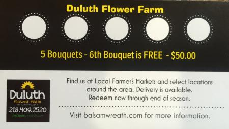 Farmer's Market Bouquet Gift Card - 6 Bouquets for $50.00