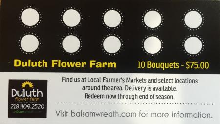 Farmer's Market Bouquet Gift Card - 10 Bouquets for $75.00